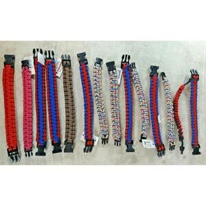 Paracord Bracelets Lot of 14 - 6 Colors 550 Total Bracelets Parachute Cord